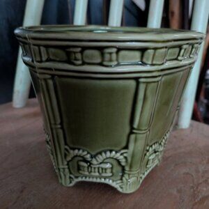 Elephant Ceramic Jardiniere Plant Pot Vintage Green Approx 6 Inch Tall